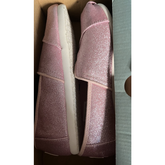 Tom’s Classic Ballet Glitter Pink Girls Slip On Canvas Shoes Size 3Y - Picture 1 of 2